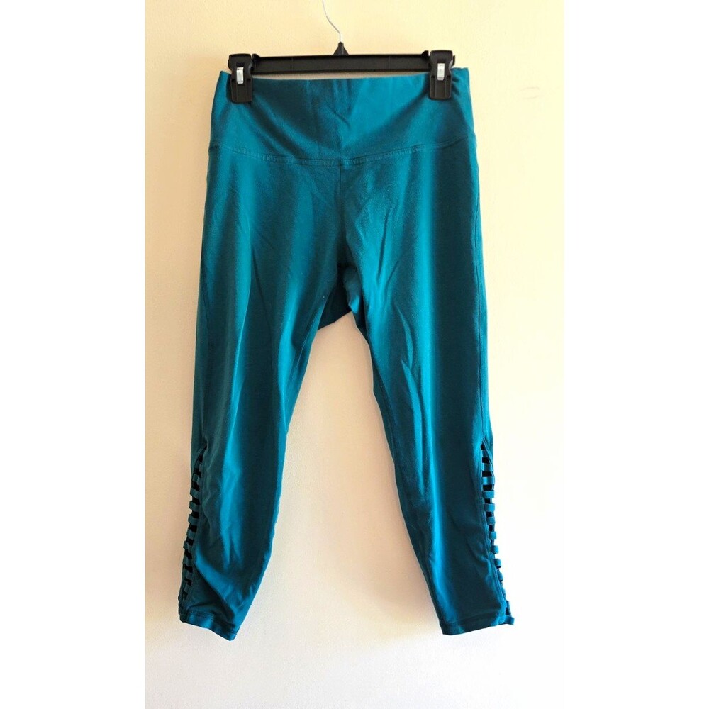 Petite Old Navy Active Go-Dry Balance Leggings Teal L High Rise Cropped Stretch